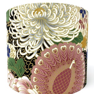 Orientalischer Lampenschirm Chrysantheme, rosa schwarz, japanisch orientalisch asiatische chinesischer Stil, für Stehlampen oder Deckenleuchten