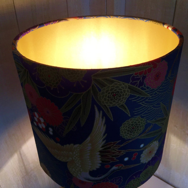 Oriental Lampshade Japanese Lamp Shade Crane or Heron Blue Etsy UK