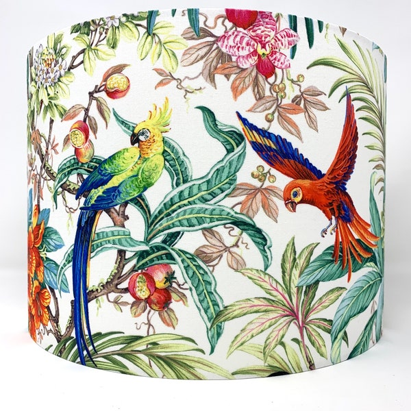 Rainforest lampshade, parrot and toucans lamp shade light shade, for table or standard lamps or ceiling lights