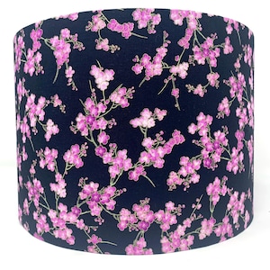 Cherry Blossom lamp shade, Japanese oriental asian Chinese style, black, for standard lamps or ceiling lights