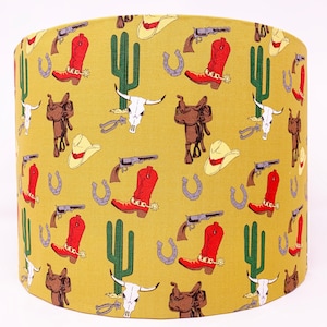 Cowboy lampshade, Wild West light shade, for table or ceiling lights, American ranch style