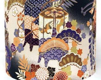 Japanese Birdcage Lampshade: Floral Oriental Lamp Shade
