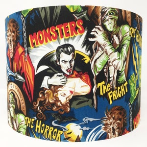 Gothic lampshade, horror movies lampshade, Halloween light, gothic gift, for table or standard lamps or ceiling lights