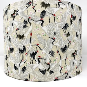 Orientalische Vögel Lampenschirm, Kranich Reiher Storch, Creme Elfenbein, japanisch orientalisch asiatisch chinesischen Stil, für Stehlampen oder Deckenleuchten