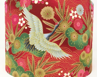 Abat-jour oriental, abat-jour japonais, héron grue, rouge, oiseaux, 15 cm, 20 cm 25 cm 30 cm, or, métallique, floral, table, plafond, abat-jour