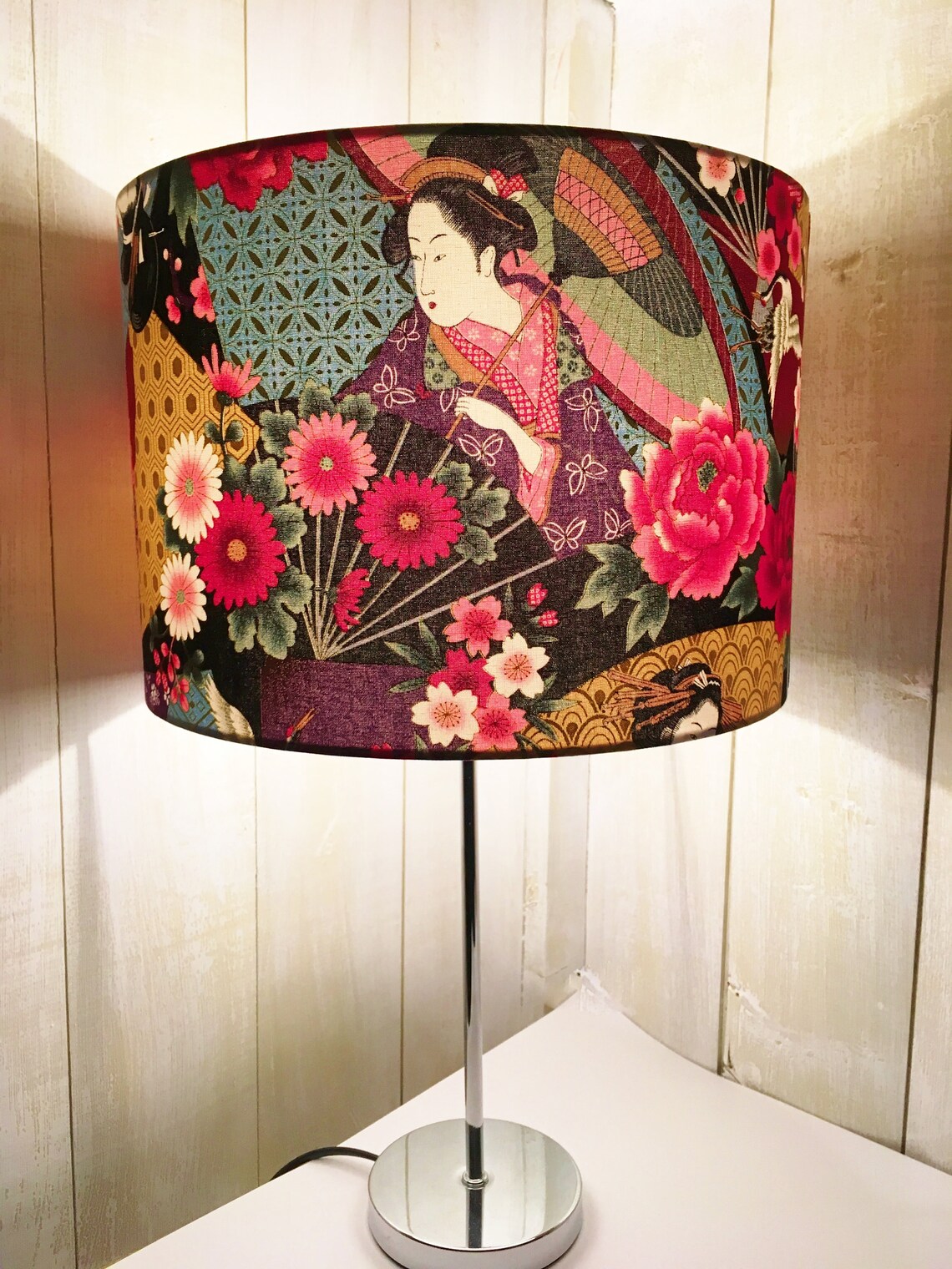 Oriental lampshade Japanese lamp shade with Geisha ladies in Etsy