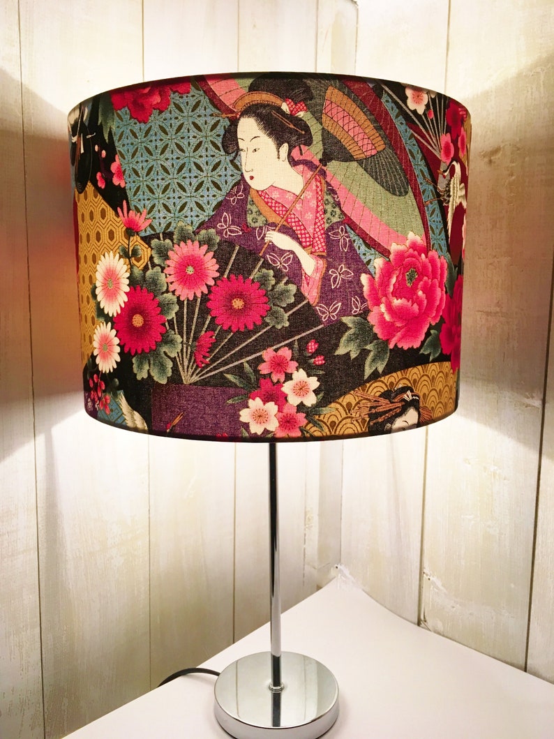 Oriental Lampshade Japanese Lamp Shade With Geisha Ladies in Etsy UK