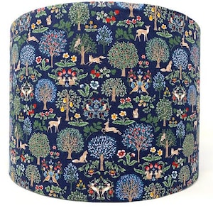 Art Nouveau Forest lampshade navy blue lamp shade for standard lamps or ceiling lights