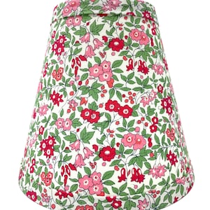 Clip de tela Liberty en pantalla de lámpara, pantalla de lámpara de vela pequeña, pantalla de luz floral rosa