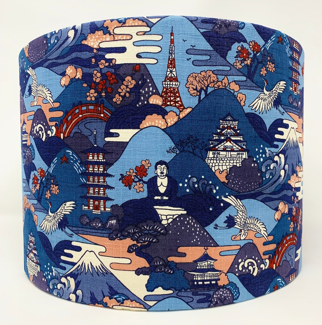 Buddha Lampshade, Japanese Lamp Shade, Oriental Blue Light Shade, for ...