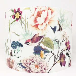 Bird lampshade, sparrow, floral lamp shade, 15cm 20cm 25cm 30cm 35cm 40cm, Oriental, Chinoiserie, French, Asian, Chinese, table, ceiling,