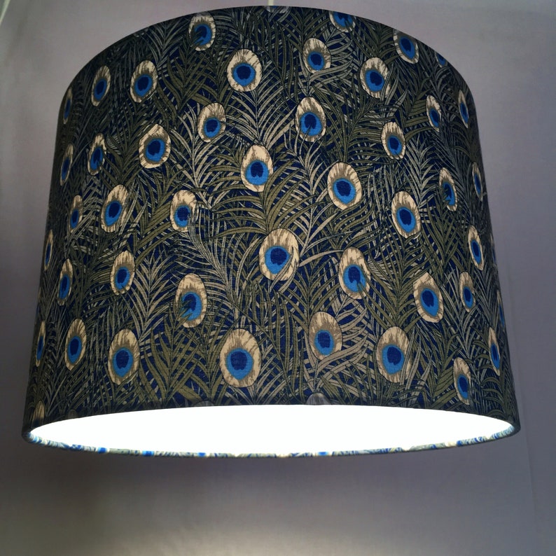 Peacock Feather Lampshade Art Nouveau Lamp Shade Grey and Etsy UK