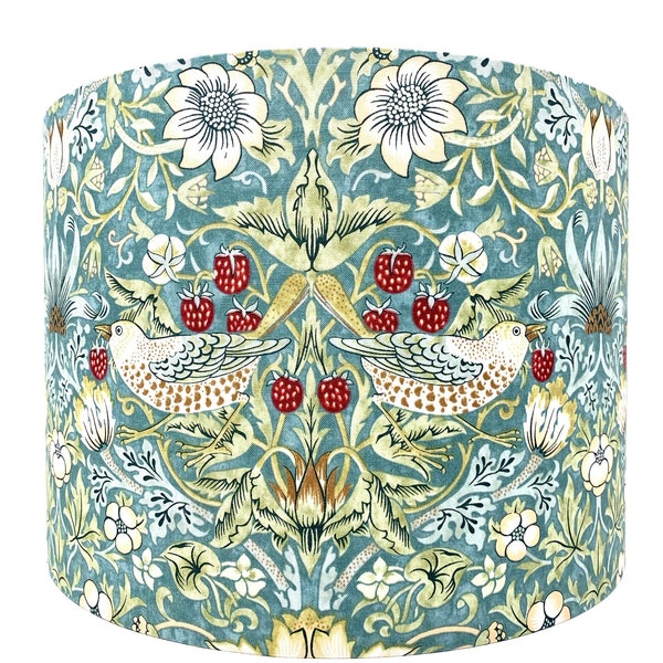Morris Strawberry Thief lampshade, William green aqua Art Nouveau lamp shade light shade, for table or standard lamps or ceiling lights