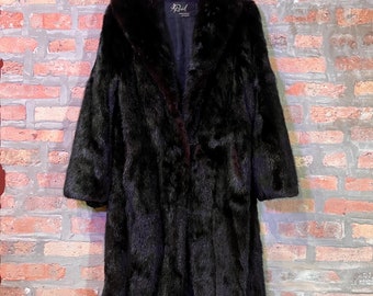 Vintage Mahogany Mink Fur Coat: Full Length, Dark Brown/Black