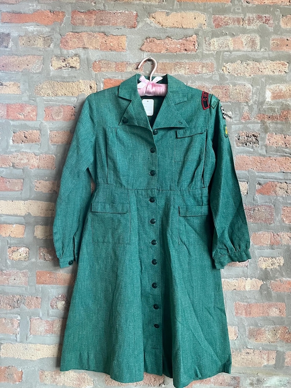 1960s vintage Girl Scout uniform green dress, fits like women's XS