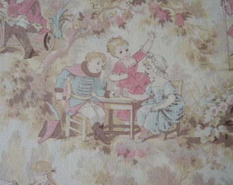 Half Yard of Yuwa Beautiful Victorian Scene Fabric in Pastel. Approx 18” x 42”  Made in Japan