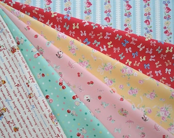Bundle of 1\8 of Yuwa Atsuko Matsuyama 30's Collection Fabric. Approx 9" x 21" Made in Japan