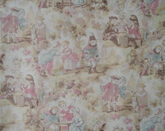 Half Yard of Yuwa Beautiful Victorian Scene Fabric in Pastel. Approx 18” x 42”  Made in Japan