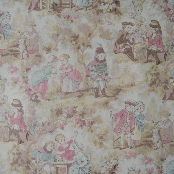 Half Yard of Yuwa Beautiful Victorian Scene Fabric in Pastel. Approx 18” x 42”  Made in Japan