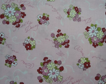 Half Yard of 2016 Lecien Old New 30's Collection Spring Bouquets on Pink Background. Approx. 18" x 44" Made in Japan