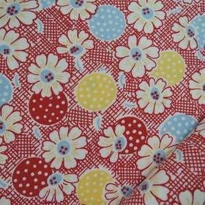 Half Yard of Moda Fresh Air by American Jane Patterns Sandy Klop Polka Dots Daisies in Red. Approx. 18&quot; x 42” Printed In Japan