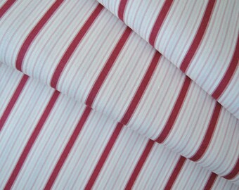 Half Yard of Quilt Gate Mary R Collection Red and Pink Stripe on Off White Background. Approx 18" x 42" Made in Japan.