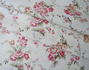 Last Half Yard of OOP Yuwa Beautiful Victorian Floral Fabric on Cream Background. Approx 18” x 42”  Made in Japan