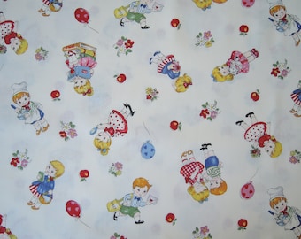 Half Yard of Atsuko Matsuyama 30's Collection Happy Friends on Cream Background. Approx 18" x 42" Made in Japan