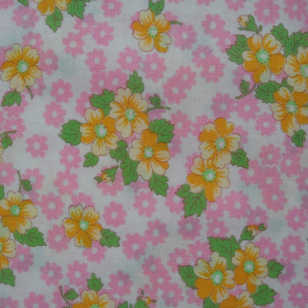 Half Yard of Lecien Old New 30s Collection Yellow Floral Fabric.  Ca. 18" x 42" Made in Japan