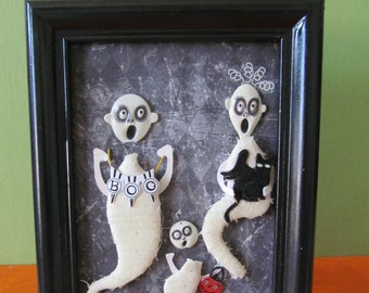 Halloween Ghosts Picture 5X7 Framed Halloween Ghosts Haunted Ghost Family Home