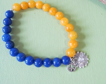 Ukranian Support Peace Bracelet Stretch bracelet