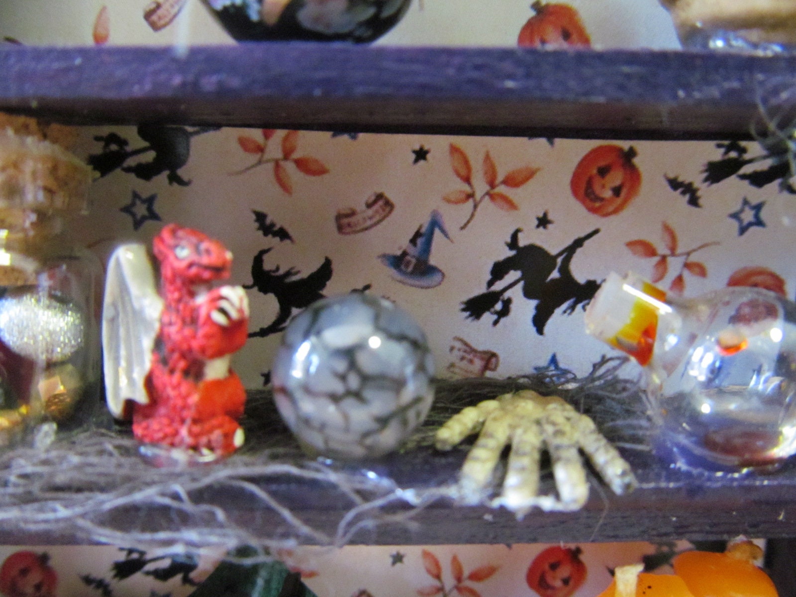 Witch's Dollhouse Cupboard Handmade Dollhouse Witch Furniture Black and