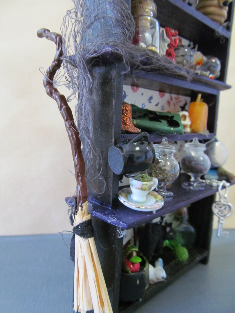 Witch's Dollhouse Cupboard Handmade Dollhouse Witch Furniture Black and