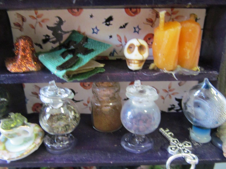 Witch's Dollhouse Cupboard Handmade Dollhouse Witch Furniture Black and
