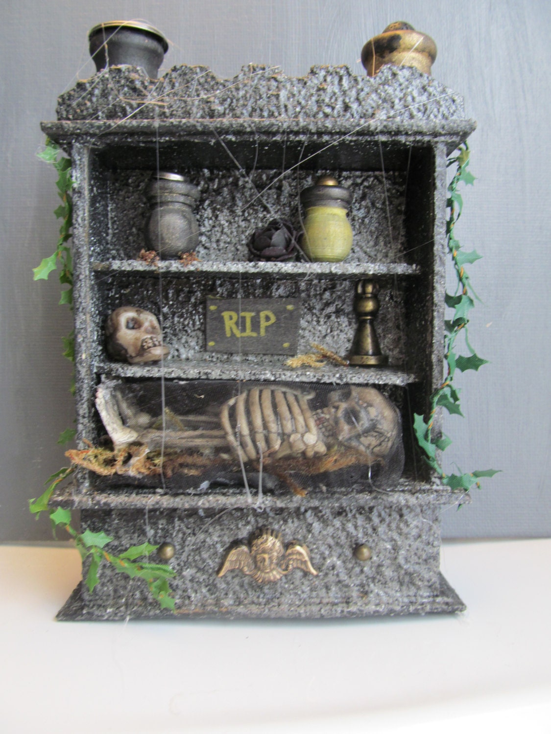 Miniature Mausoleum Cupboard-Dollhouse Cabinet Mausoleum