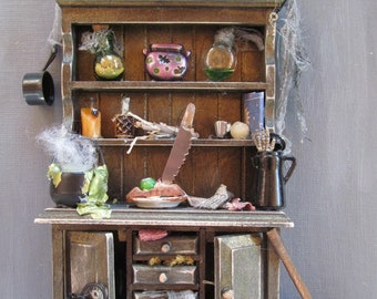 Miniature 12th Scale Witch's Cupboard Dollhouse Cabinet