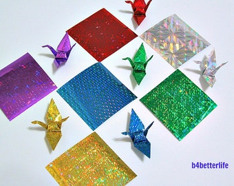 450 sheets 4D Glittering Paper Kit for Origami Cranes, 2.17" x 2.17" (5.5cmx5.5cm). (4D Glittering paper series). #CRK-40.