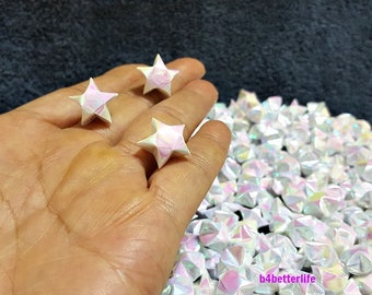 500pcs White Color Medium Size Origami Lucky Stars Hand-folded From 24.5 x 1.2cm Paper Strips. (AV paper series). #FOS-37.