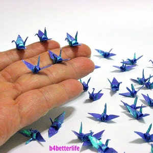 100pcs Dark Blue Color 1-inch Origami Cranes Hand-folded From 1x1 Square Paper. TX paper series. FC1-10. image 2