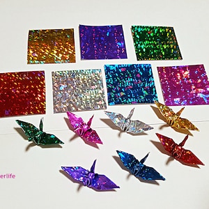 1,000 Sheets Assorted Colors 1-inch Origami Crane Paper Folding Kit. 1 x 1. 4D Glittering paper series. CRK-83. image 6