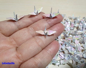 100pcs White Color 1-inch Origami Cranes Hand-folded From 1"x1" Square Paper. (TX paper series). #FC1-33.