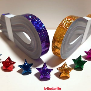 400 Strips Assorted Colors Medium Size DIY Origami Lucky Stars Paper Folding Kit. 24.5cm x 1.2cm. (4D Glittering Paper Series). #SPK-192.