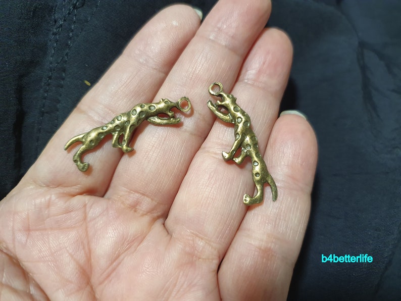 #BC2876. Lot of 24pcs Antique Bronze Tone Leopard Double Sided Metal Charms