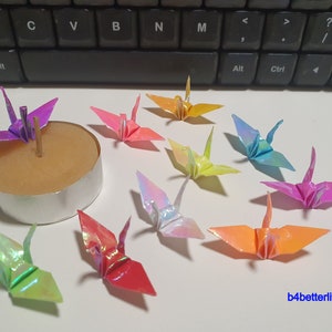 1,000pcs Assorted Colors 1.5 inch Origami Cranes Hand-folded From 1.5"x1.5" Square Paper. (AV paper series). #FC15-60.