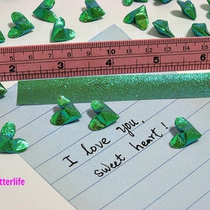 180pcs Green Color Mini Size 3D Origami Hearts LOVE. TX paper series. FOH-136. image 5