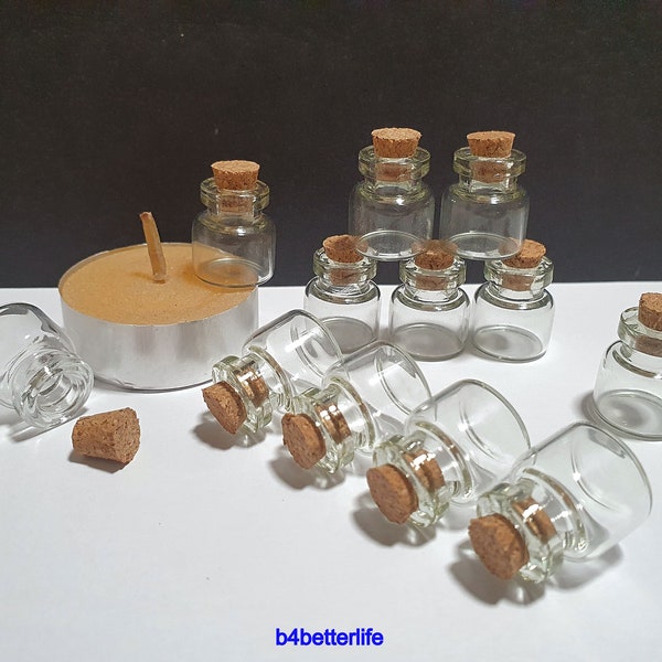 24pcs Mini Clear Glass Flessen Flesjes met kurken. (#A6).