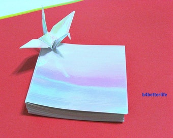 Kit de pliage en papier chiyogami yuzen DIY de couleur blanche 200 feuilles de 3 x 3 po. pour grues origami « Tsuru ». (série papier AV). #CRK-52.