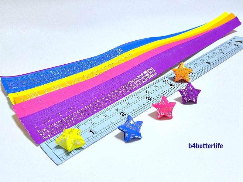 Pack of 400 Strips Mini Size Luminous Hot-stamping Lucky Stars Origami  Paper Kit. best Wishes. 24.5cm X 1.0cm. HS117. HS Paper Series. -   Norway