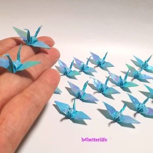 100pcs Colore blu 1.5 "Origami Gru piegate a mano da 1.5 "x1.5" Carta quadrata. (serie di carte AV). #FC15-10.