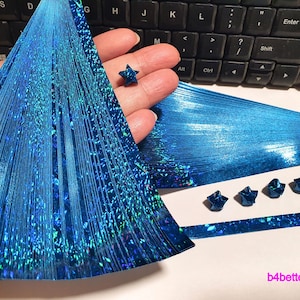 Pack of 600 Strips Blue Color Tiny Lucky Stars Origami Paper Kits. 16.5cm x 0.8cm. (4D Glittering paper series). #SPK-207.